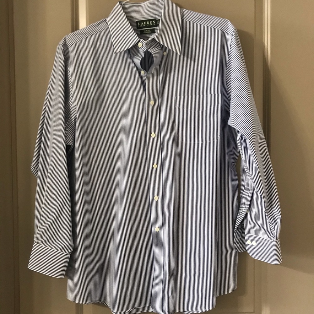 Navy & White LAUREN Button Down - 16.5 32/33